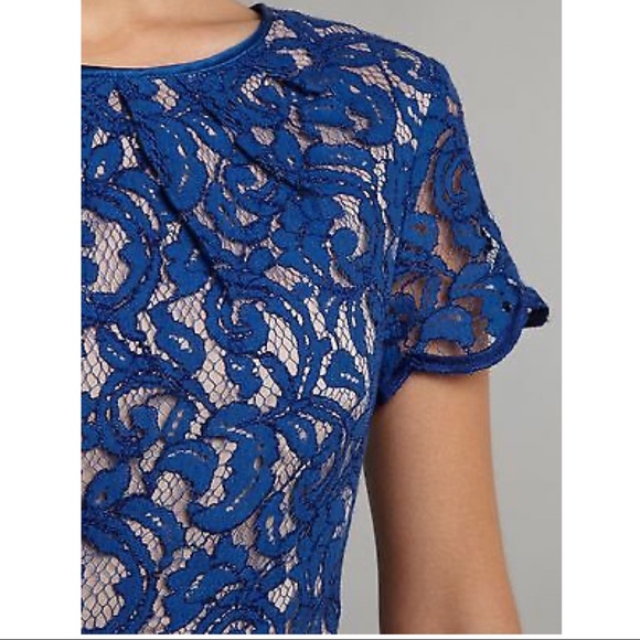 Adrianna Papell Blue Scalloped Cockfail Dress - Picture 5 of 5